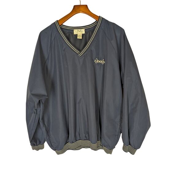 Vintage Izod Golf Windbreaker Navy Blue V Neck Pullover Windbreaker Jacket XL - Picture 1 of 7